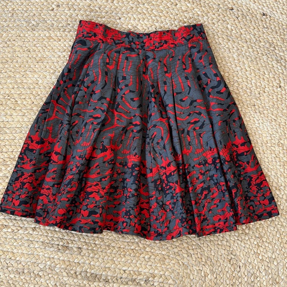 Francis + Benedict African Swing Skirt Small Geometric Red Gray Black NWOT